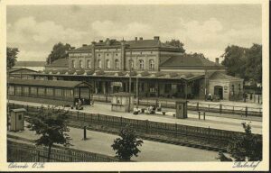 Zdjęcie przewojennego dworca kolejowego w Ostródzie
