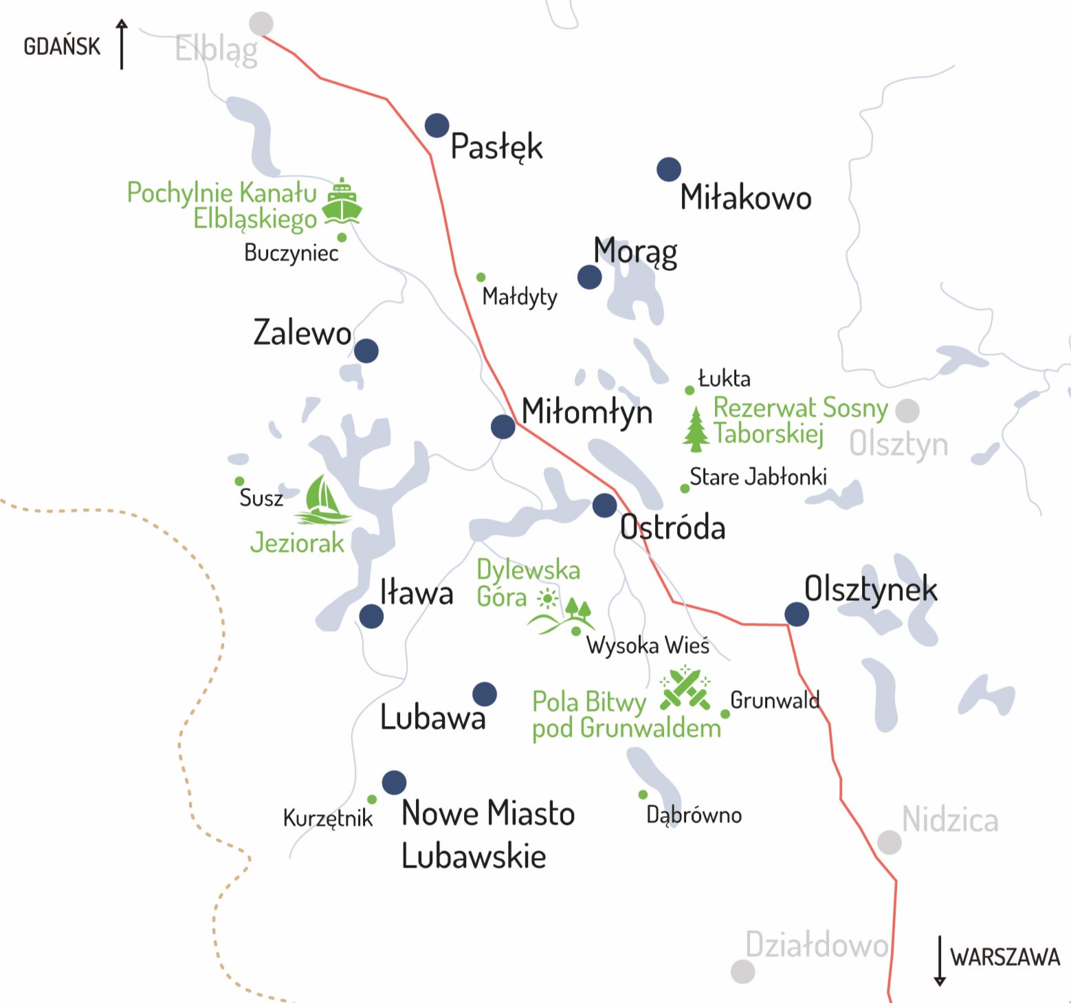 Mapa Mazur Zachodnich